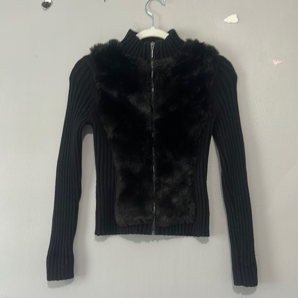 Guess Black Teddy Jacket Sleek Modern Design
